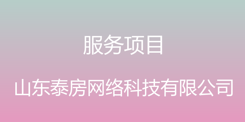 服务项目 - 山东泰房网络科技有限公司