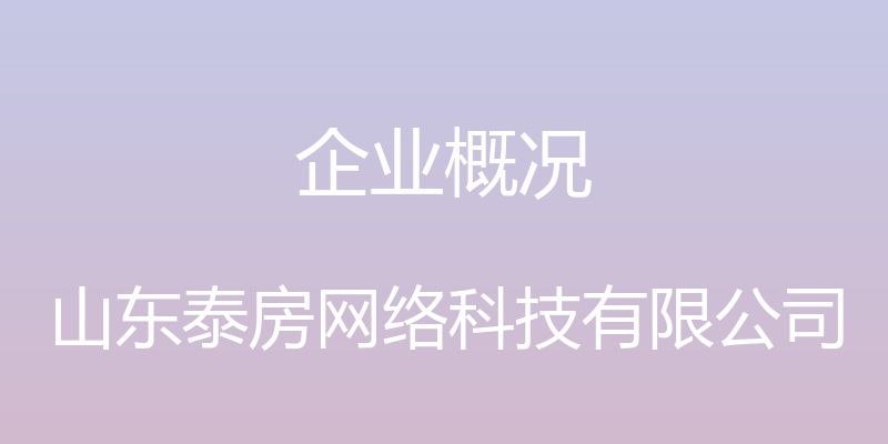 企业概况 - 山东泰房网络科技有限公司